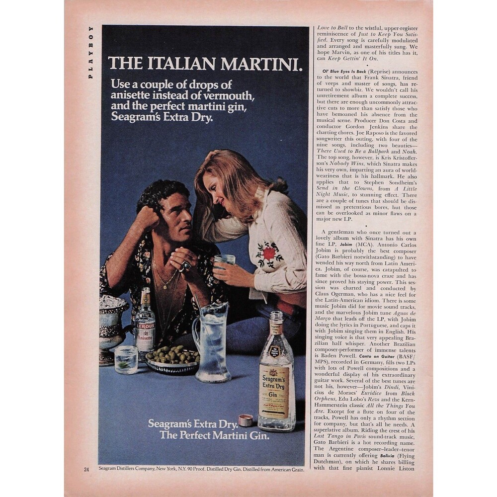 Seagrams Extra Dry gin print ad 1974 Magazine Page Pinup Man Cave Bar Sexy Woman